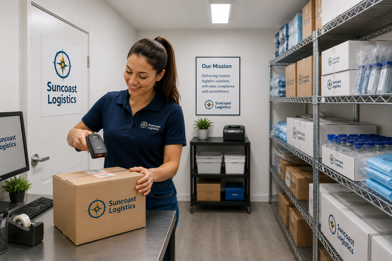 Suncoast Logistics team member preparing an order