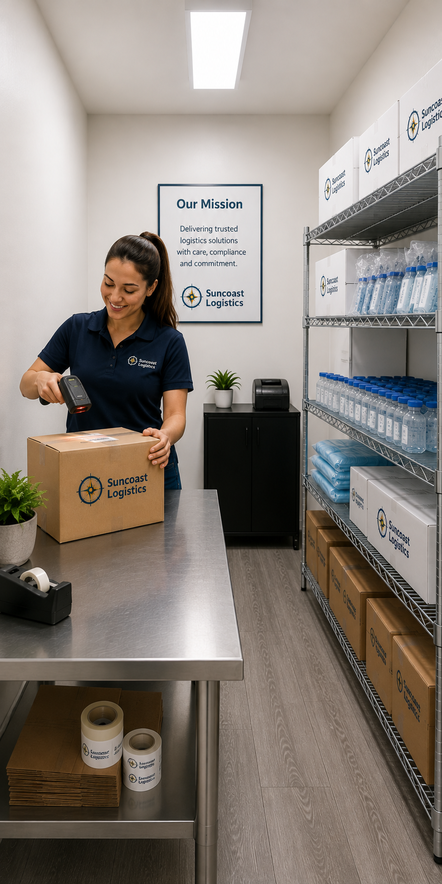 Suncoast Logistics packing and fulfillment desk